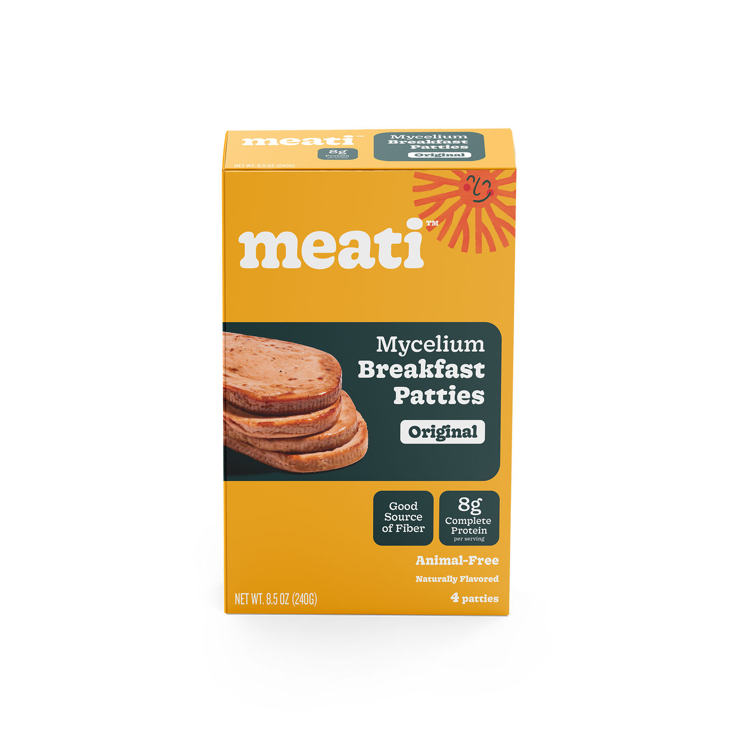 Box of meati mycelium breakfast patties
